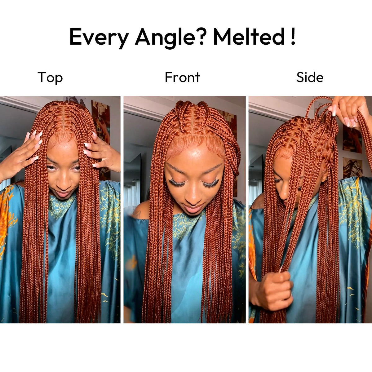 36" Cowboy Copper #350 Knotless Braids Wig - Full Lace Box Braids Wig for Women, Premium Synthetic Fiber, Natural Looking Boho Protective Style, Lightweight & Easy DIY Install
