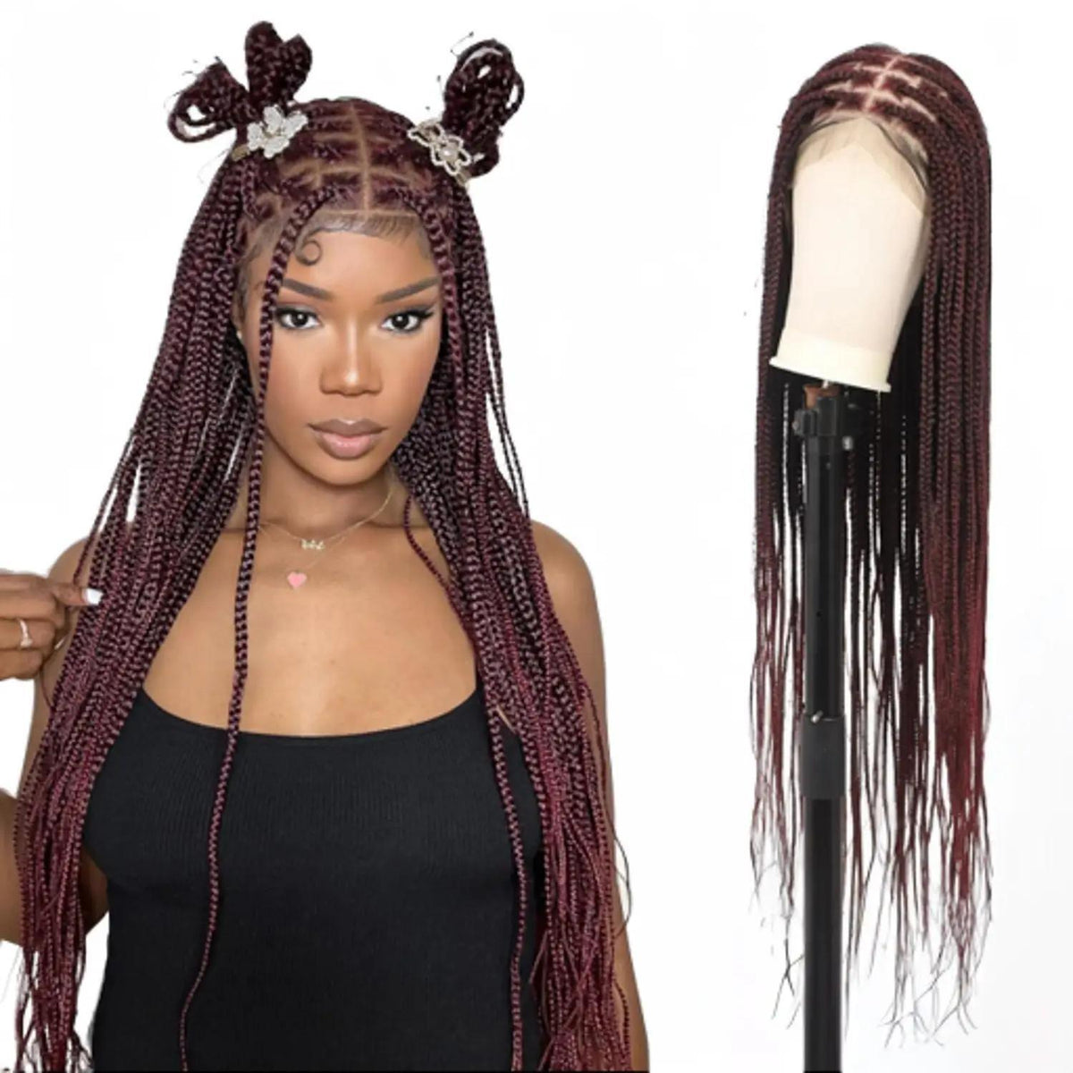 36" Cowboy Copper #350 Knotless Braids Wig - Full Lace Box Braids Wig for Women, Premium Synthetic Fiber, Natural Looking Boho Protective Style, Lightweight & Easy DIY Install