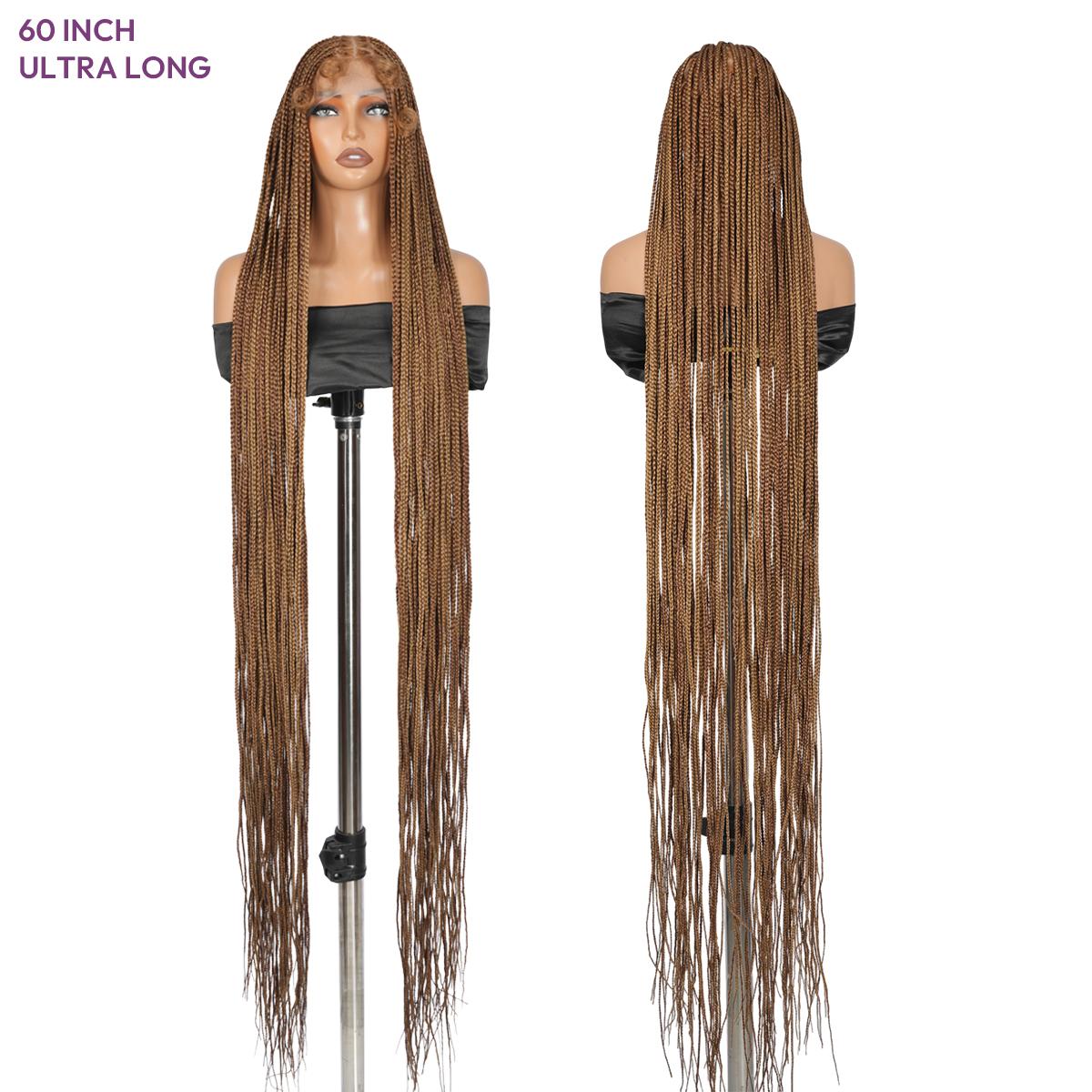 SuperNova 60" Knotless Box Braids Wig, Handmade Full Lace Glueless Braided Wig with Baby Hair - Premium Synthetic Fiber, Lightweight Protective Style for Women