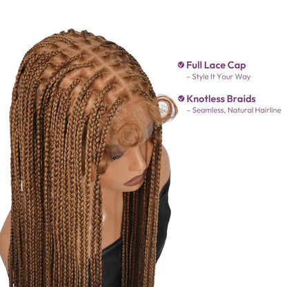 SuperNova 60" Knotless Box Braids Wig, Handmade Full Lace Glueless Braided Wig with Baby Hair - Premium Synthetic Fiber, Lightweight Protective Style for Women