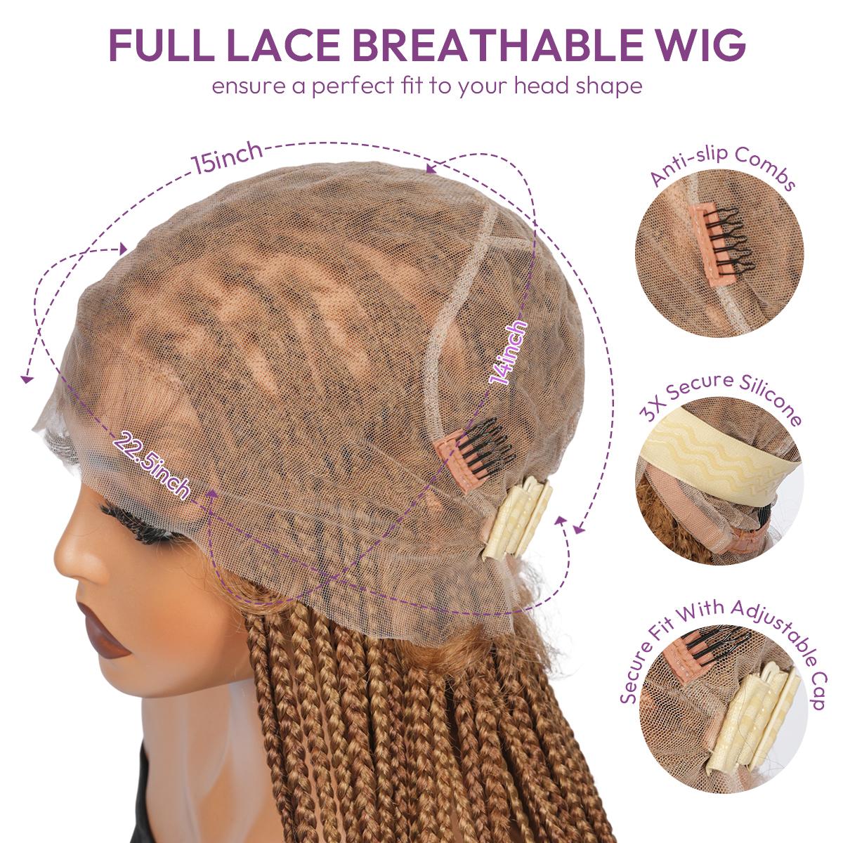 SuperNova 60" Knotless Box Braids Wig, Handmade Full Lace Glueless Braided Wig with Baby Hair - Premium Synthetic Fiber, Lightweight Protective Style for Women