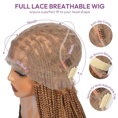 SuperNova 60" Knotless Box Braids Wig, Handmade Full Lace Glueless Braided Wig with Baby Hair - Premium Synthetic Fiber, Lightweight Protective Style for Women