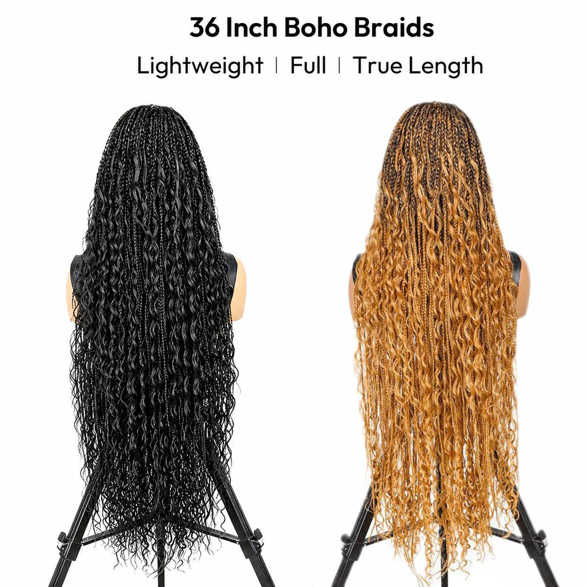 SuperNova 36" Fulani Boho Goddess Braids Wig, Full Lace Pre-Styled Triangle Part - Synthetic Protective Style