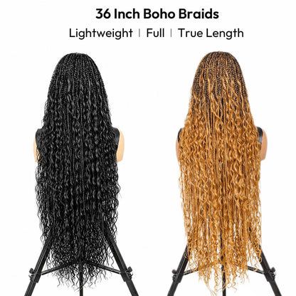 SuperNova 36" Fulani Boho Goddess Braids Wig, Full Lace Pre-Styled Triangle Part - Synthetic Protective Style