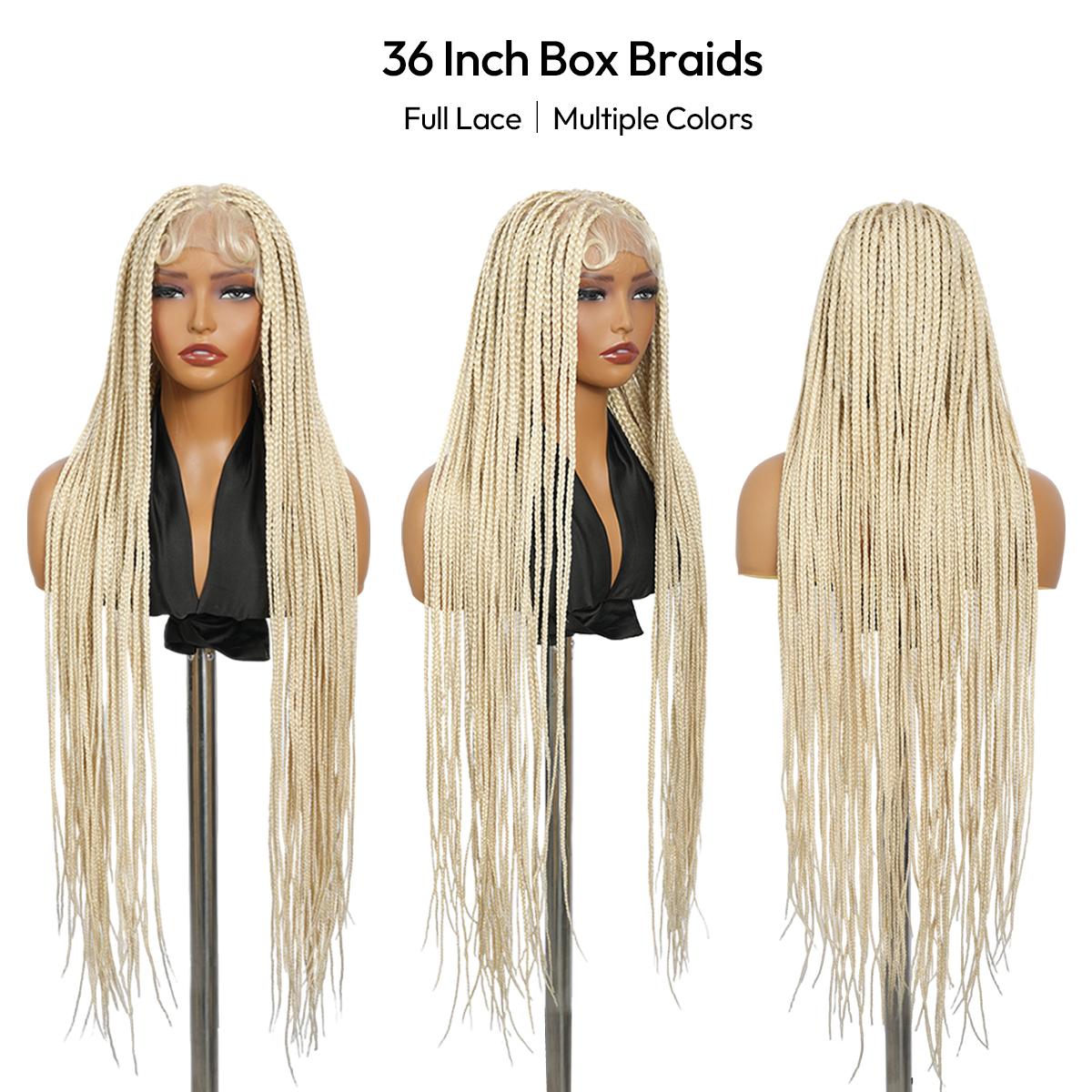 36" Cowboy Copper #350 Knotless Braids Wig - Full Lace Box Braids Wig for Women, Premium Synthetic Fiber, Natural Looking Boho Protective Style, Lightweight & Easy DIY Install