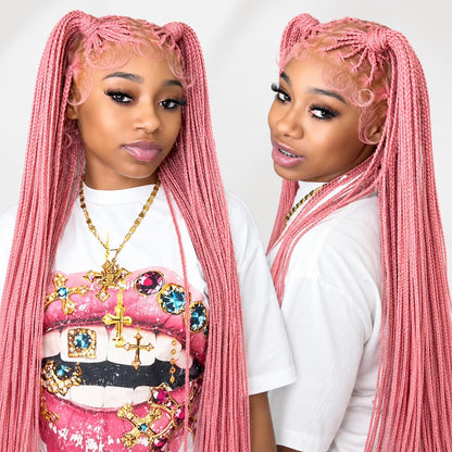 36" Cowboy Copper #350 Knotless Braids Wig - Full Lace Box Braids Wig for Women, Premium Synthetic Fiber, Natural Looking Boho Protective Style, Lightweight & Easy DIY Install