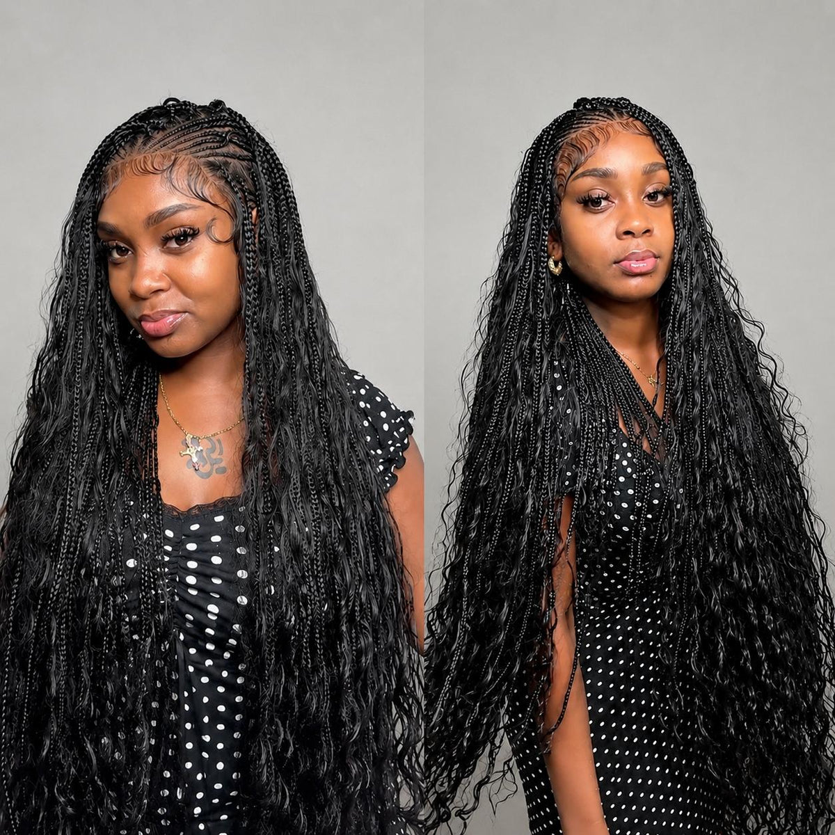 SuperNova 36" Fulani Boho Goddess Braids Wig, Full Lace Pre-Styled Triangle Part - Synthetic Protective Style