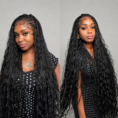 SuperNova 36" Fulani Boho Goddess Braids Wig, Full Lace Pre-Styled Triangle Part - Synthetic Protective Style
