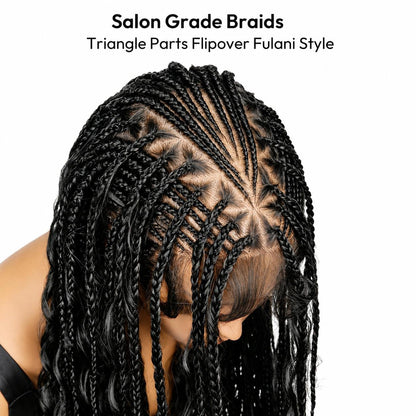 SuperNova 36" Fulani Boho Goddess Braids Wig, Full Lace Pre-Styled Triangle Part - Synthetic Protective Style