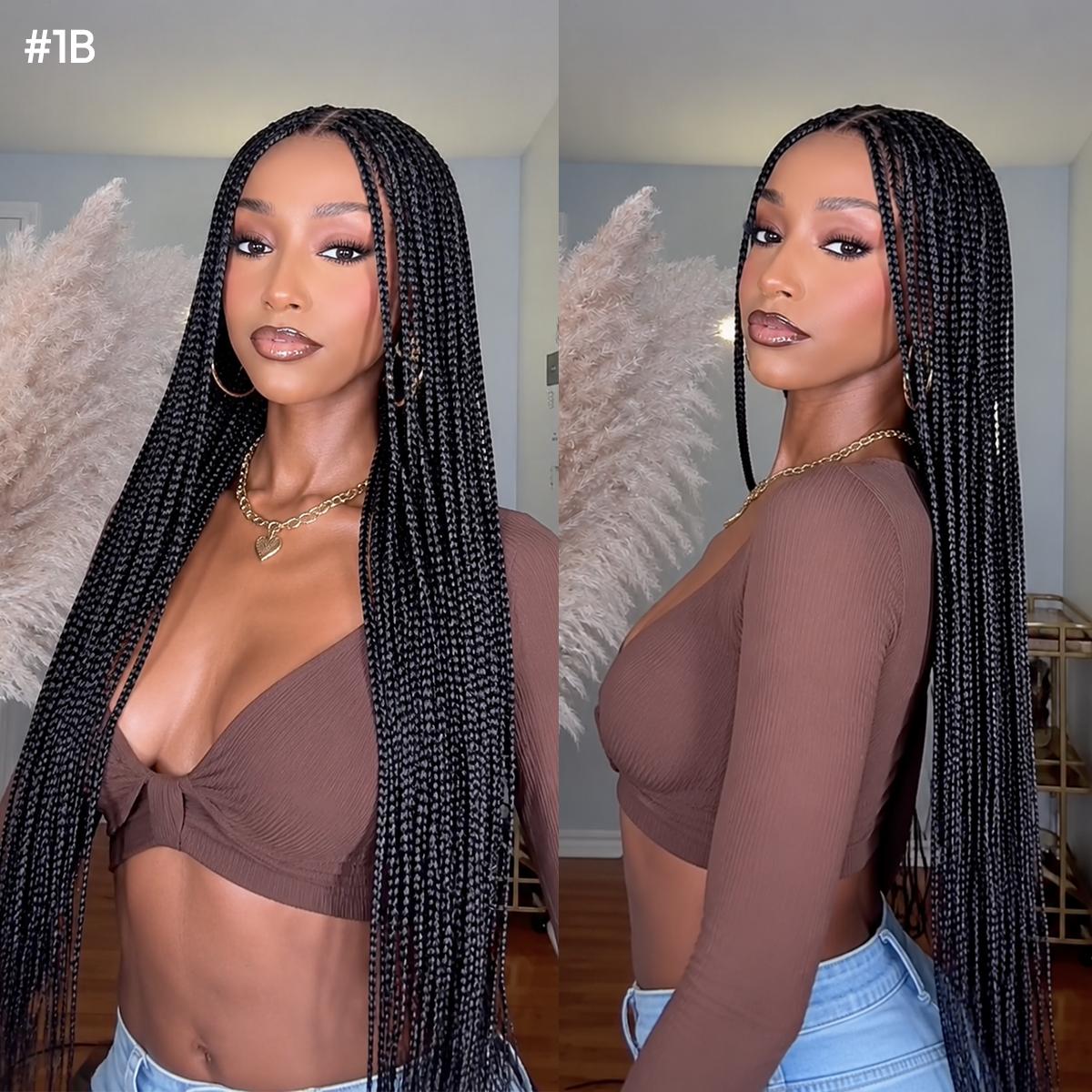 36" Cowboy Copper #350 Knotless Braids Wig - Full Lace Box Braids Wig for Women, Premium Synthetic Fiber, Natural Looking Boho Protective Style, Lightweight & Easy DIY Install