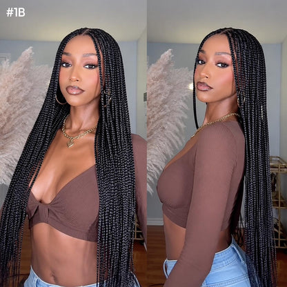 36" Cowboy Copper #350 Knotless Braids Wig - Full Lace Box Braids Wig for Women, Premium Synthetic Fiber, Natural Looking Boho Protective Style, Lightweight & Easy DIY Install