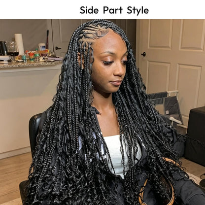 SuperNova 36" Fulani Boho Goddess Braids Wig, Full Lace Pre-Styled Triangle Part - Synthetic Protective Style