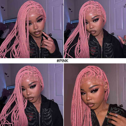 36" Cowboy Copper #350 Knotless Braids Wig - Full Lace Box Braids Wig for Women, Premium Synthetic Fiber, Natural Looking Boho Protective Style, Lightweight & Easy DIY Install