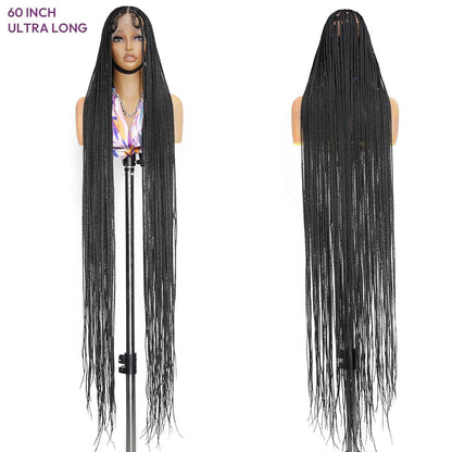 SuperNova 60" Knotless Box Braids Wig, Handmade Full Lace Glueless Braided Wig with Baby Hair - Premium Synthetic Fiber, Lightweight Protective Style for Women