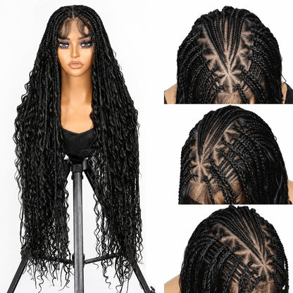 SuperNova 36" Fulani Boho Goddess Braids Wig, Full Lace Pre-Styled Triangle Part - Synthetic Protective Style