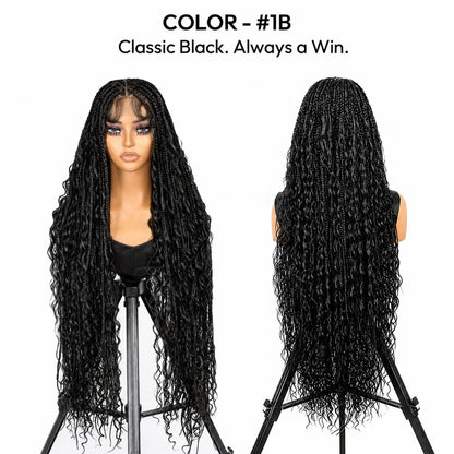 SuperNova 36" Fulani Boho Goddess Braids Wig, Full Lace Pre-Styled Triangle Part - Synthetic Protective Style