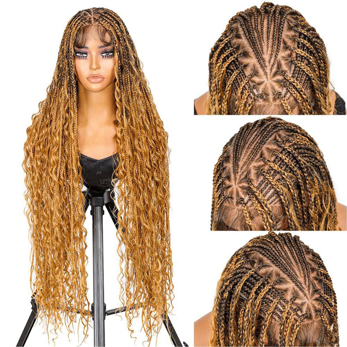 SuperNova 36" Fulani Boho Goddess Braids Wig, Full Lace Pre-Styled Triangle Part - Synthetic Protective Style