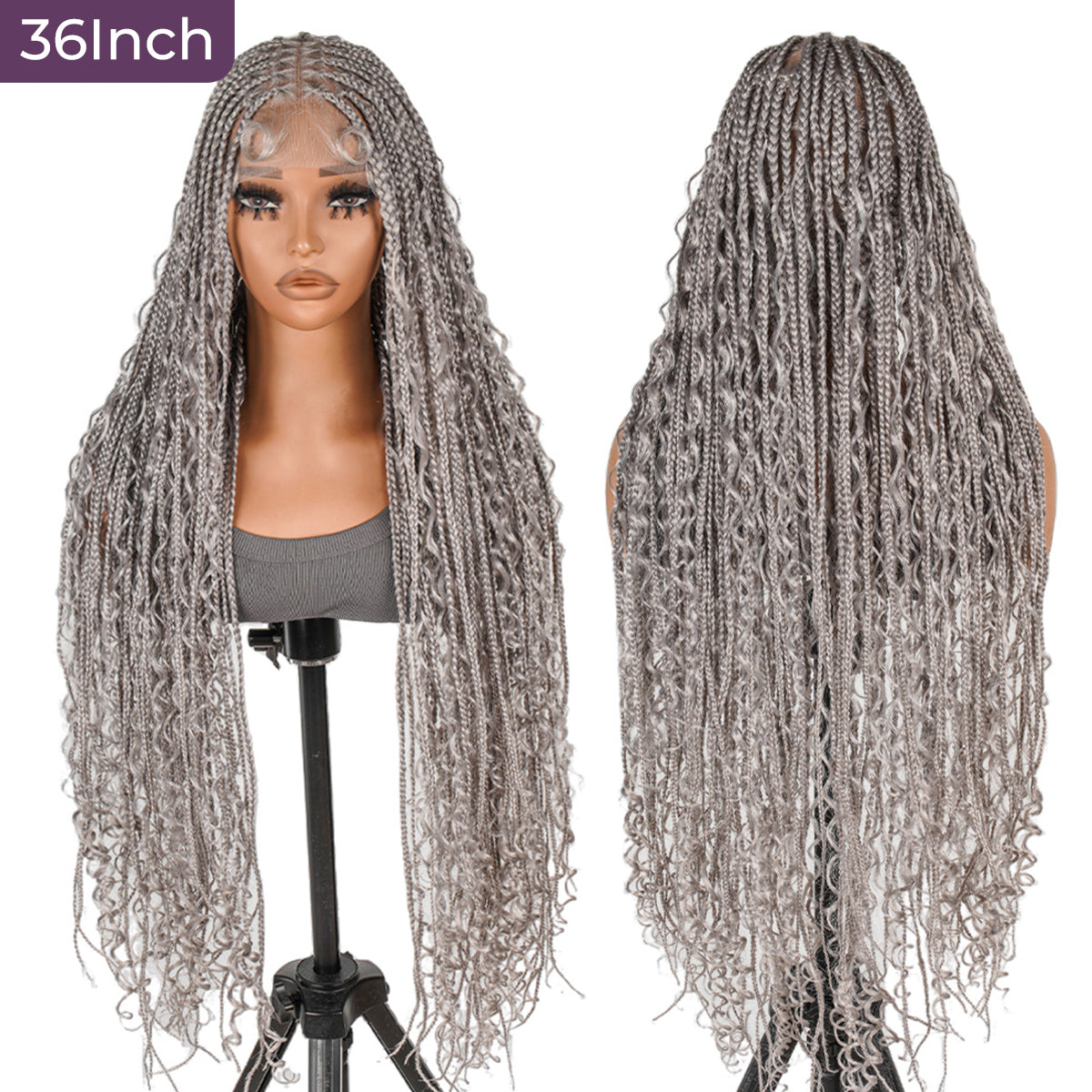 #Gray Box Braided Wig