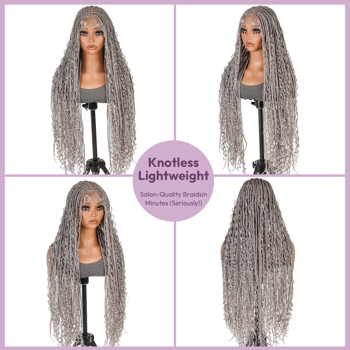Gray Braided Wig for Women