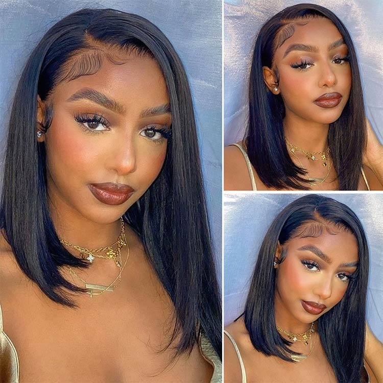 SuperNova Short Straight Bob Transparent 13x4 Lace Front Human Hair Wig--Flash Deal