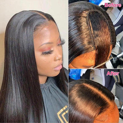 SuperNova Straight U Part Wig Human Hair, Glueless V Part Wig Natural Look Straight Hair Wig, Beginner Friendly Protective Style for Women