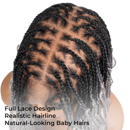 SuperNova 36" #OT1B/Gray Knotless Bohemian Box Braid Wig – Lightweight Synthetic Hair for Protective Styles, Natural Look & Comfort