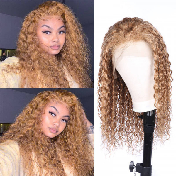 Honey Blonde Water Wave Lace Front Wigs For Sale -SuperNova Hair