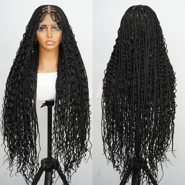 SuperNova #1B/99J 36 Inches Full Lace Premium Synthetic Fiber Bohemian ...