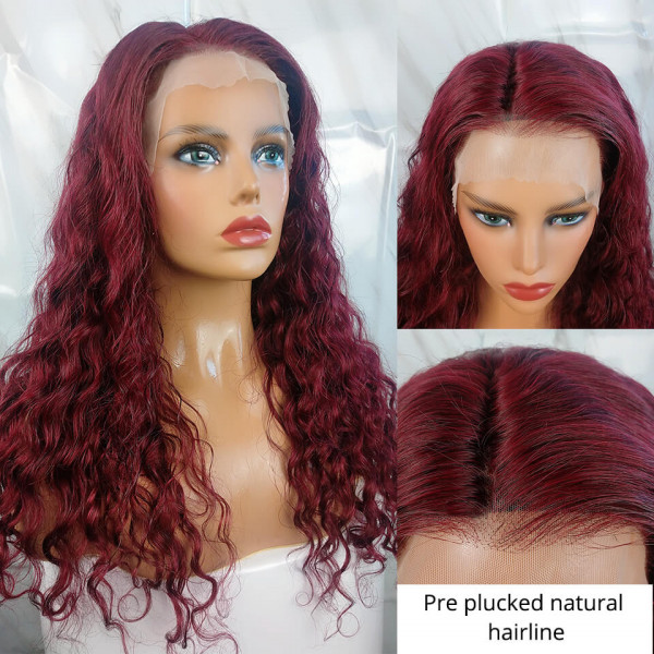 Loose Deep Wave 99J Burgundy 13*4 Lace Front Wigs For Women -SuperNova Hair