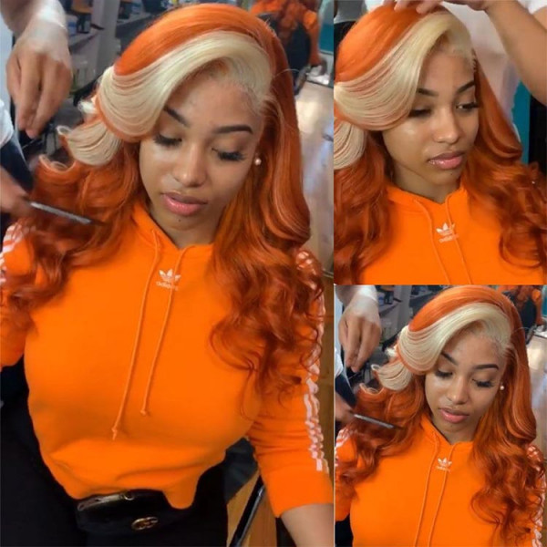Ginger Orange Lace Front Wig With Blonde Highlights-SuperNova Hair  -SuperNova Hair