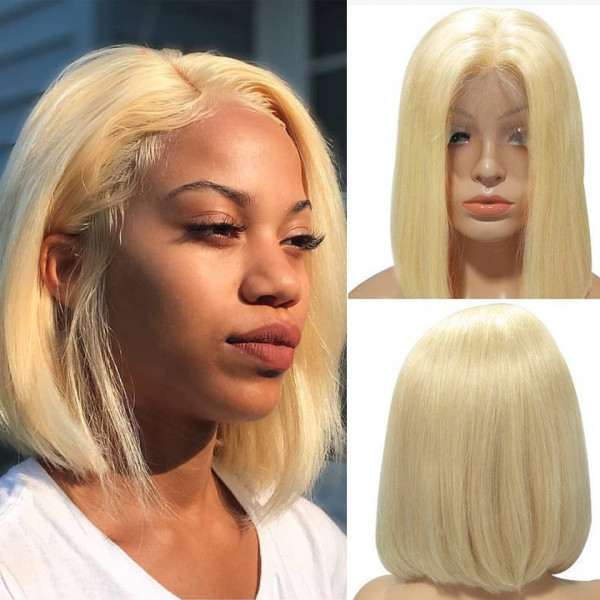 613 Blonde Short Bob Lace Frontal Wigs