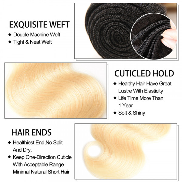Body Wave Ombre 1B/613 Honey Blonde 3 Bundles -SuperNova Hair
