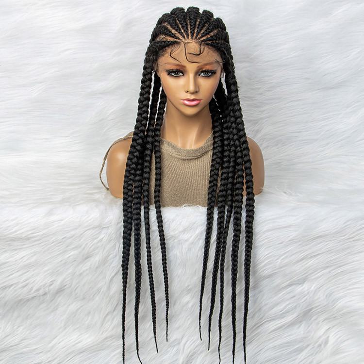 36" Full Lace Braided Wigs For Black Women Jumbo Box Braids SuperNova Hair