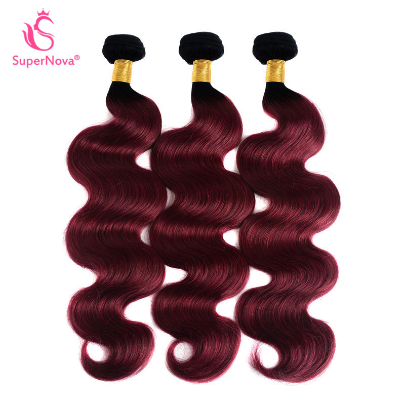 Ombre Color Hair Body Wave Weave 3 Bundles 1b Burgundy Hair Weave