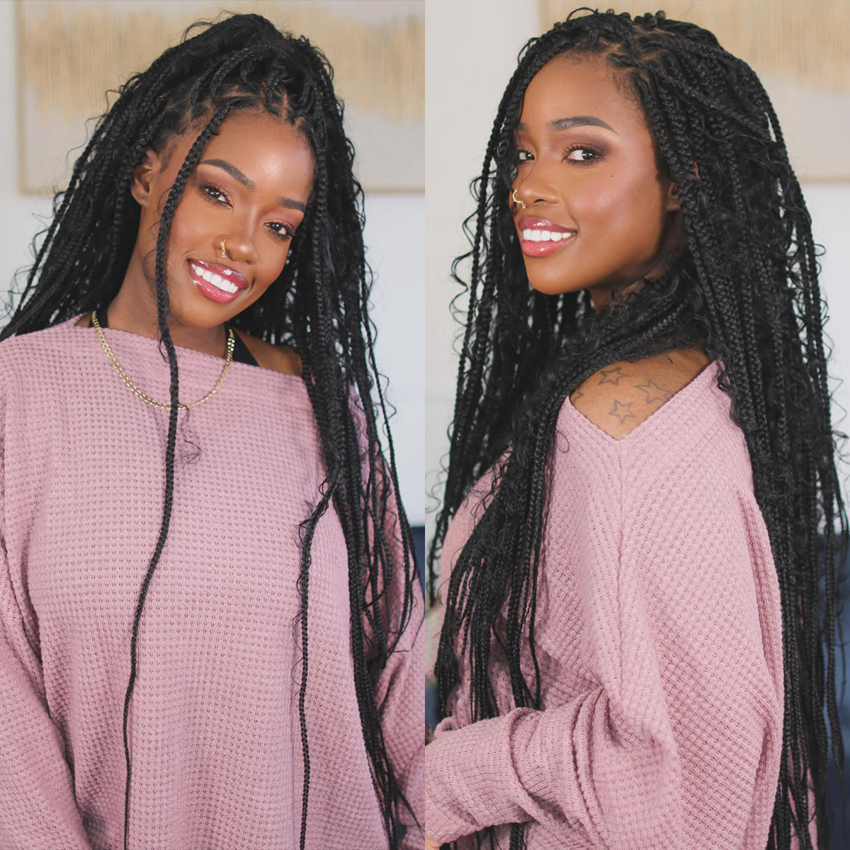 36 Inches Full Double Lace Knotless Box Braided Wigs -SuperNova Hair