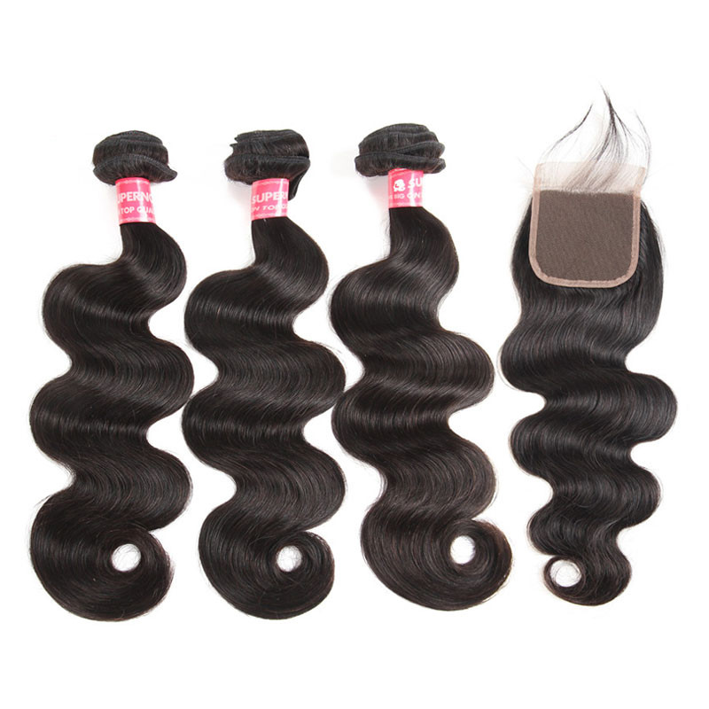 Malaysian Hair Body Wave Virgin Hair Bundles With Lace Closure