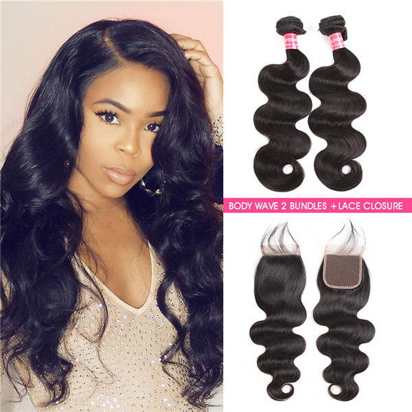 Body Wave 2 Bundles With 4 4 Lace Closure 100 Human Hair Virgin