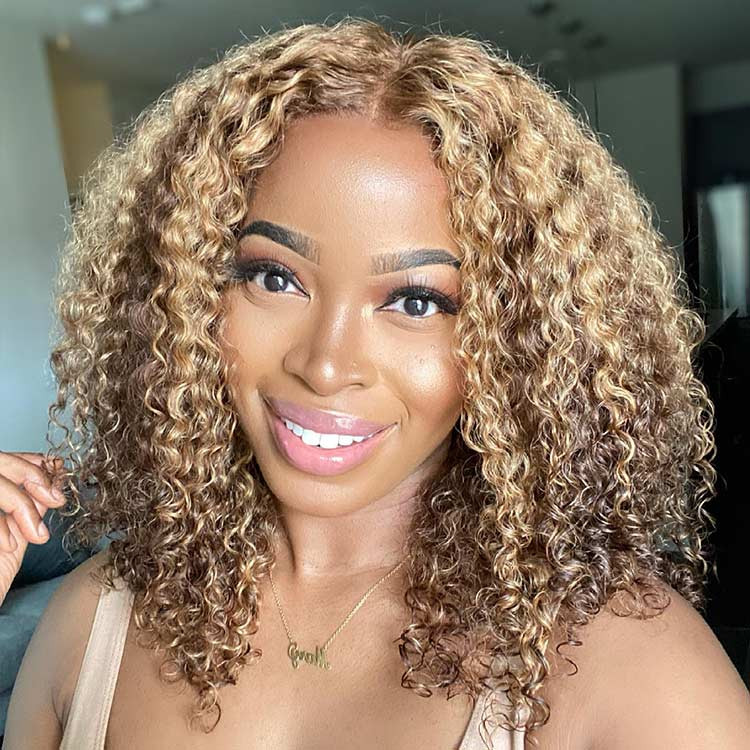 Brown Wig With Blonde Highlights Curly Lace Wigs SuperNova Hair