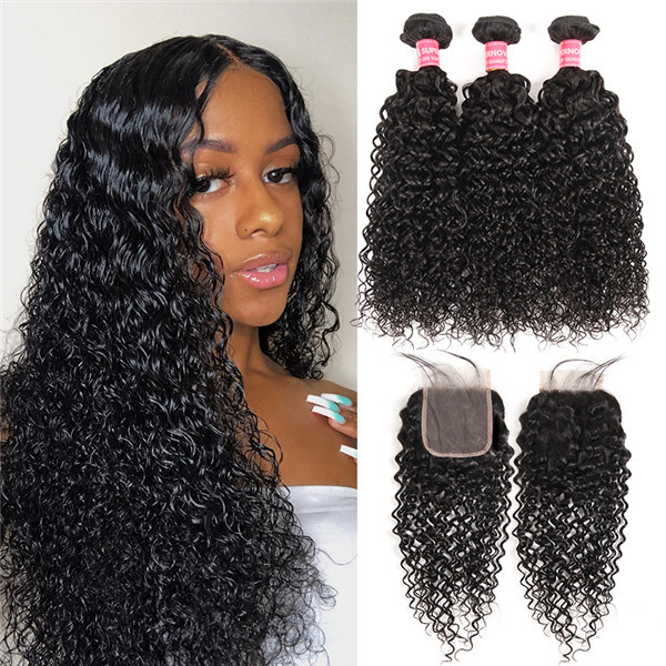 3 human hair bundles with closure