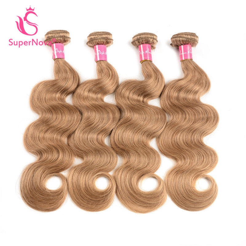Body Wave Weave Hairstyle Pure Color 27 Honey Blonde Hair 4