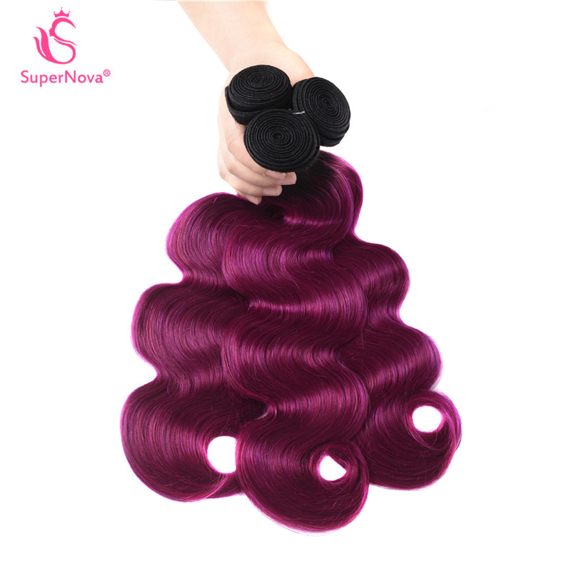 Body Wave Weave Hairstyles Ombre Weave 1b Purple Color 3 Bundles
