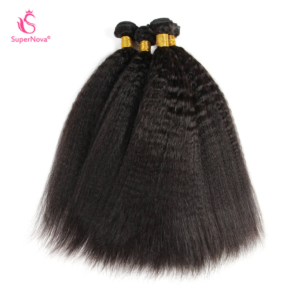 Yaki Straight Hair Weave 4 Bundles Unprocessed Virgin Human Hair