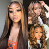 Honey Blonde Highlight Wigs Brown Wigs With Blonde Highlights Colored Lace Front Wigs
