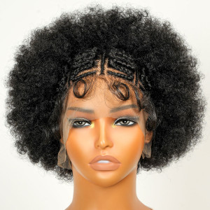 SuperNova Kontless Box Braiding Wigs Synthetic Lace Front Afro Kinky Curly Braided Wig for Black Women