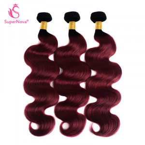 Ombre Color Hair Body Wave Weave 3 Bundles 1B/Burgundy Hair Weave