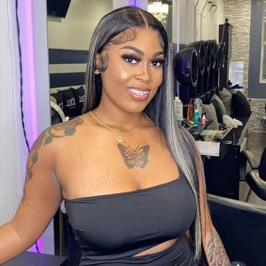 Straight Piano Highlight Human Hair Closure Wigs with Highlights