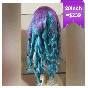 blue and purple lace front wigs