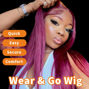 SuperNova 99J Burgundy Straight Weargo Lace Closure Glueless Wigs