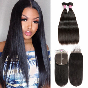 Human Hair Bundles With Lace Frontal Closure Closure Hair With 2