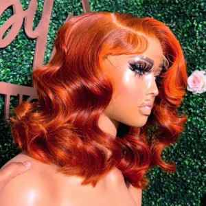 SuperNova Copper Red Bob Wig Short Colored Hair 14 Inch Bob Lace Wigs